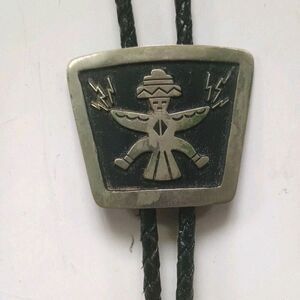 Bell Trading Co Silver Tone Kachina Native American Bolo Tie